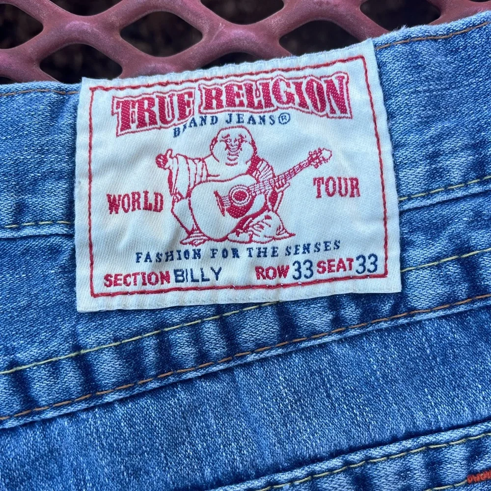 True Religion Men’s Blue Distressed Jean Shorts